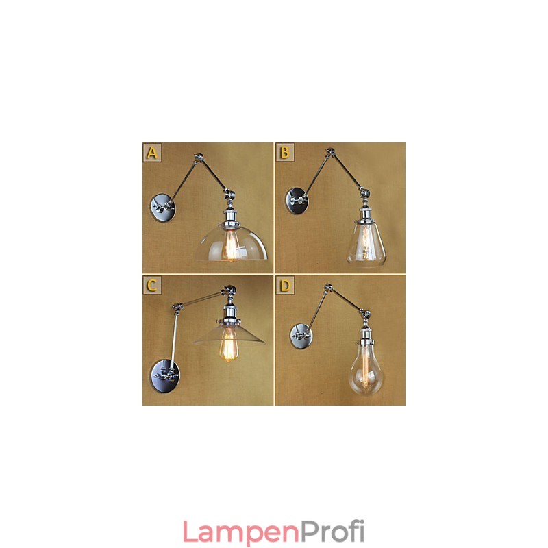 Teleskop-Wandleuchte im Retro-Stil aus Chromglas