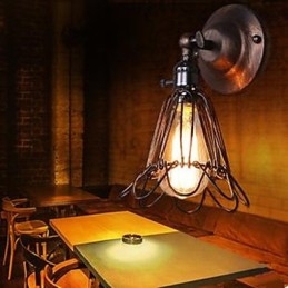 Kleine Käfig-Wandlampe im Industriestil, die alte Wege der Flurlampen und -laternen wiederherstellt