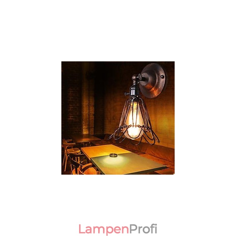 Kleine Käfig-Wandlampe im Industriestil, die alte Wege der Flurlampen und -laternen wiederherstellt