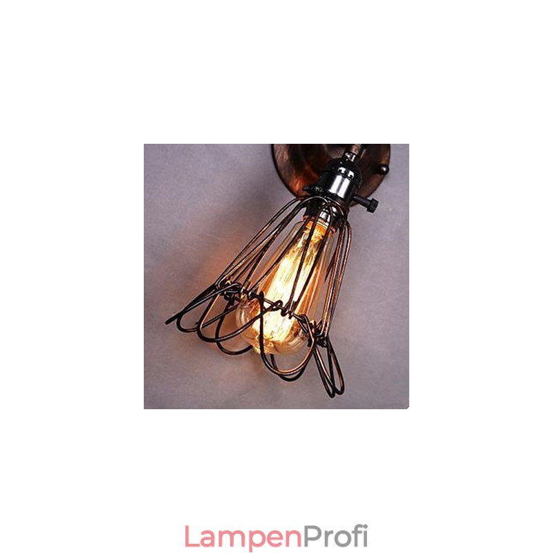 Kleine Käfig-Wandlampe im Industriestil, die alte Wege der Flurlampen und -laternen wiederherstellt