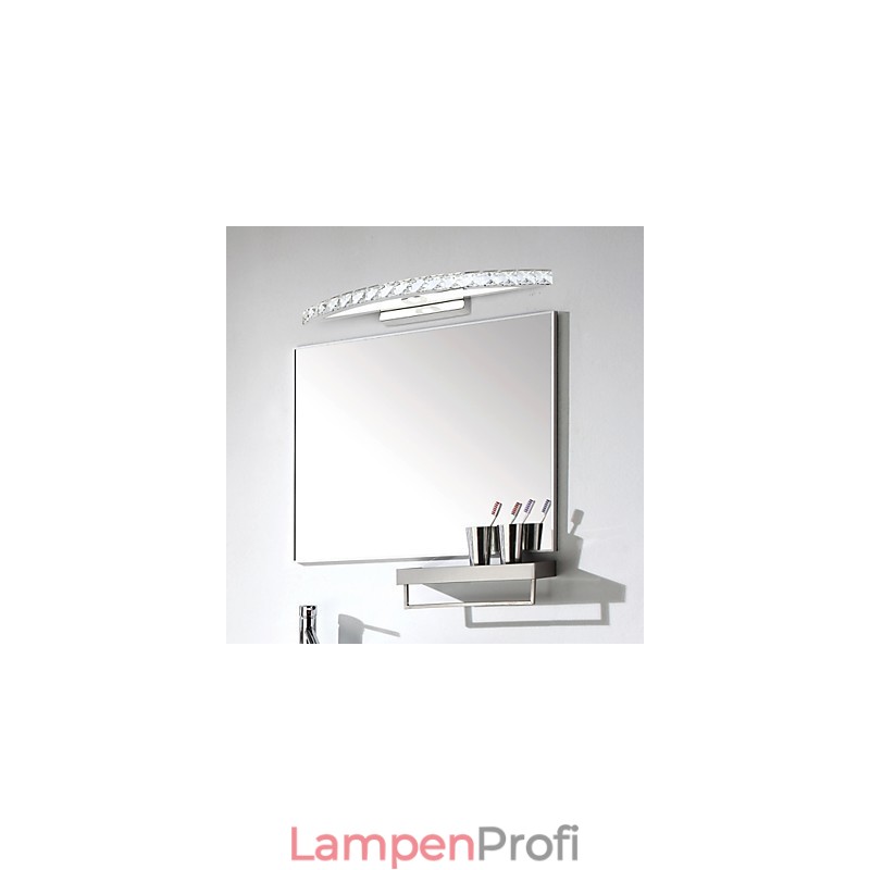 Spiegellampe aus Edelstahl und Kristall