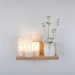 Mini-Stil Wandleuchten mit Glasschirmen Moderne zeitgenössische Holz Bambus Wandleuchte