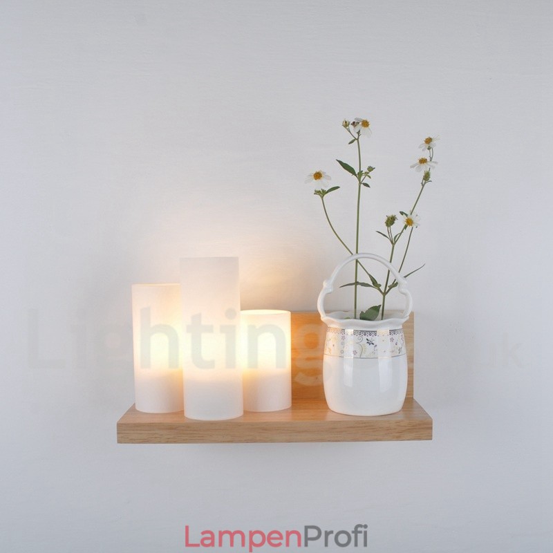 Mini-Stil Wandleuchten mit Glasschirmen Moderne zeitgenössische Holz Bambus Wandleuchte