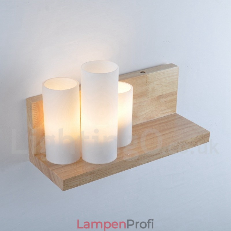 Mini-Stil Wandleuchten mit Glasschirmen Moderne zeitgenössische Holz Bambus Wandleuchte