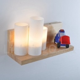 Mini-Stil Wandleuchten mit Glasschirmen Moderne zeitgenössische Holz Bambus Wandleuchte