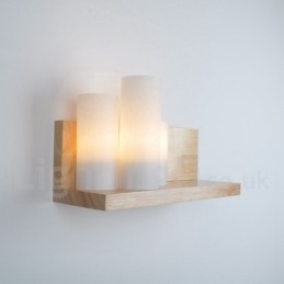 Mini-Stil Wandleuchten mit Glasschirmen Moderne zeitgenössische Holz Bambus Wandleuchte