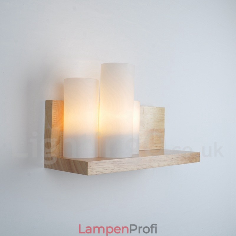 Mini-Stil Wandleuchten mit Glasschirmen Moderne zeitgenössische Holz Bambus Wandleuchte