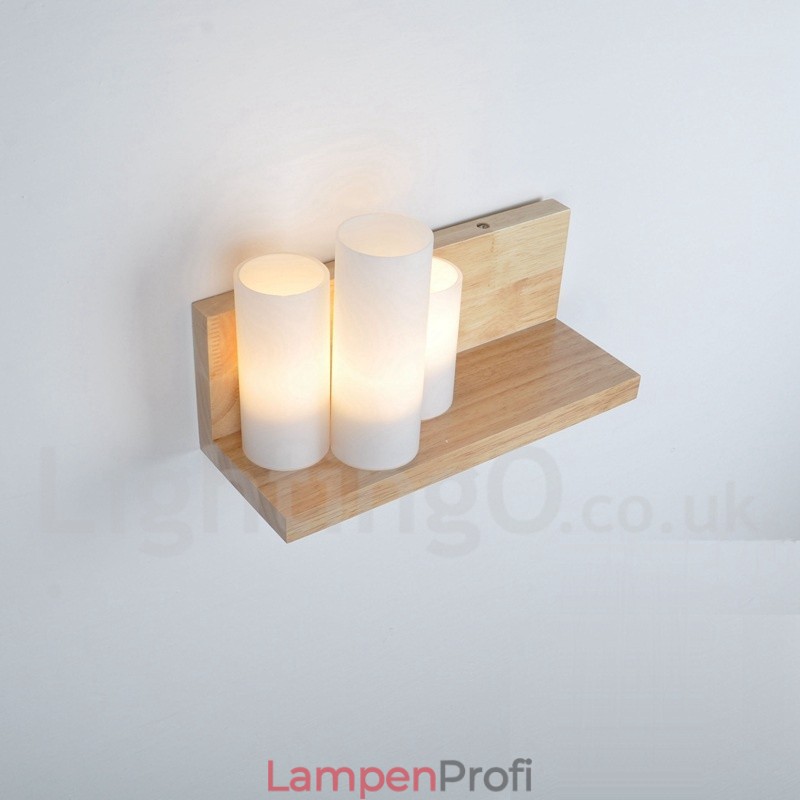 Mini-Stil Wandleuchten mit Glasschirmen Moderne zeitgenössische Holz Bambus Wandleuchte