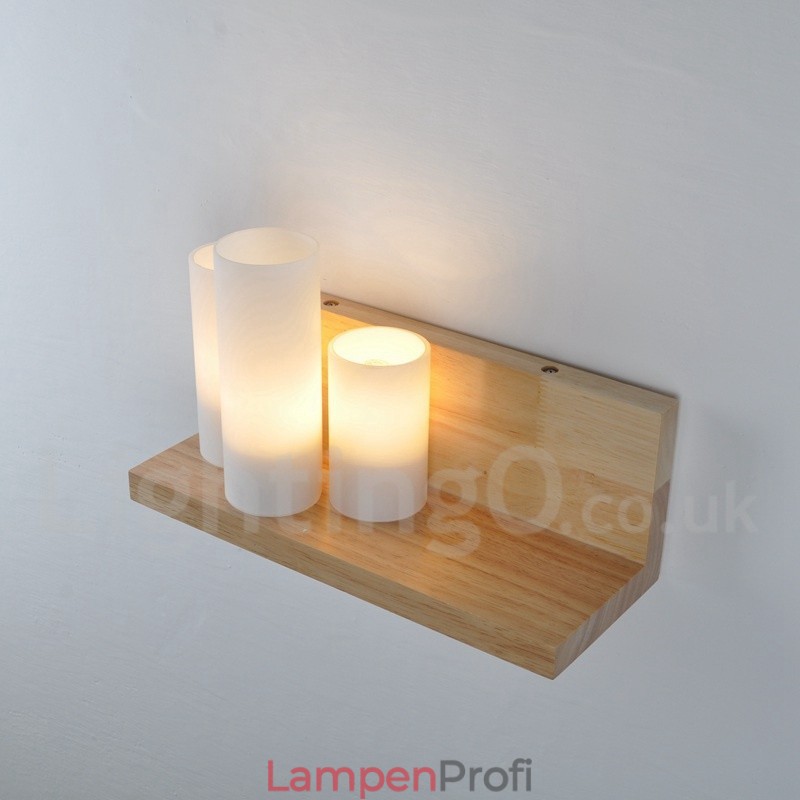 Mini-Stil Wandleuchten mit Glasschirmen Moderne zeitgenössische Holz Bambus Wandleuchte