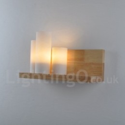 Mini-Stil Wandleuchten mit Glasschirmen Moderne zeitgenössische Holz Bambus Wandleuchte
