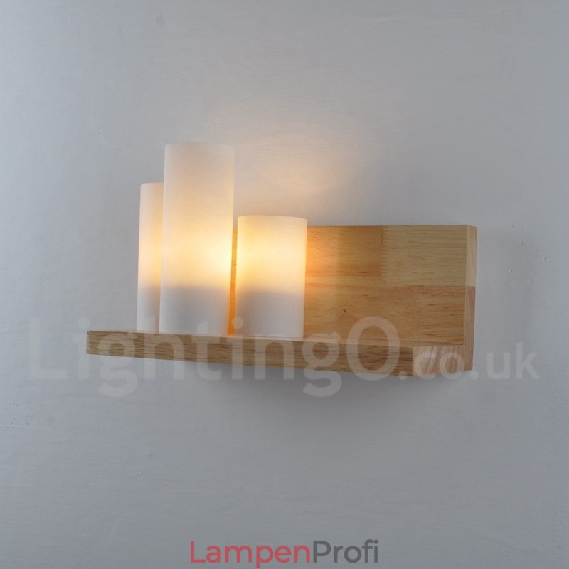 Mini-Stil Wandleuchten mit Glasschirmen Moderne zeitgenössische Holz Bambus Wandleuchte