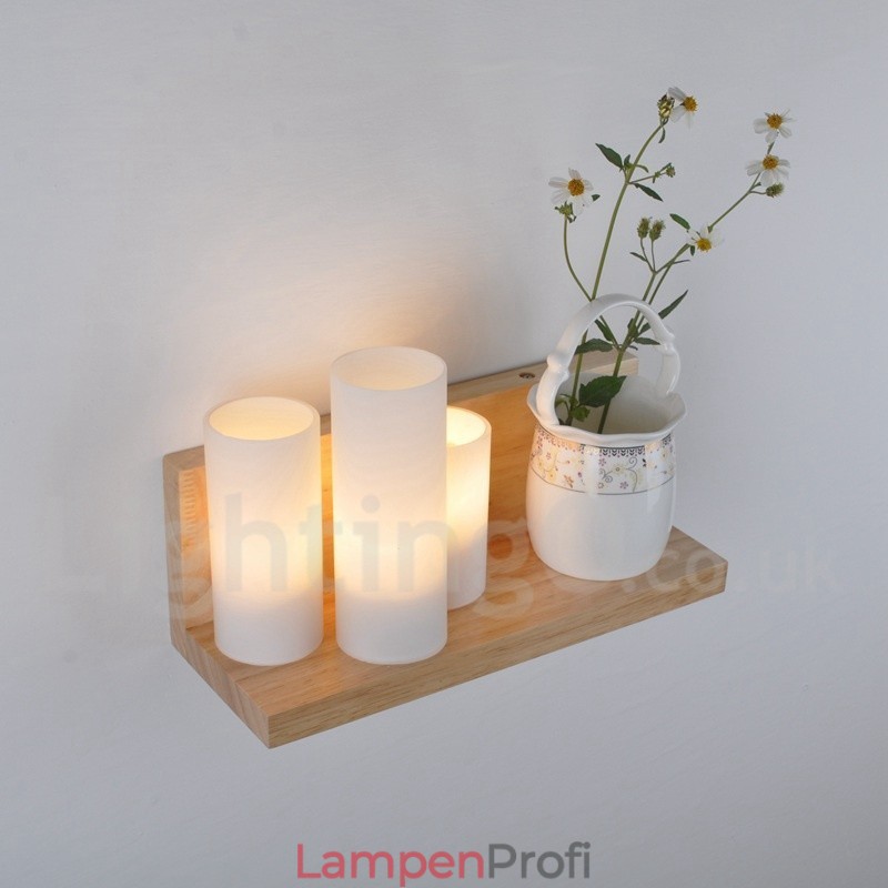Mini-Stil Wandleuchten mit Glasschirmen Moderne zeitgenössische Holz Bambus Wandleuchte