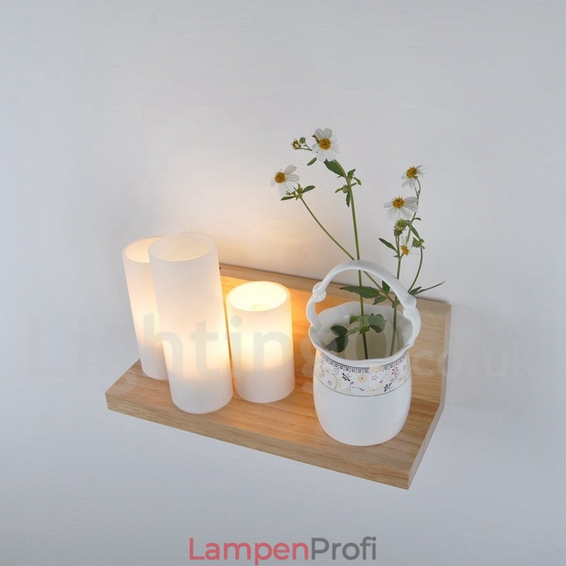 Mini-Stil Wandleuchten mit Glasschirmen Moderne zeitgenössische Holz Bambus Wandleuchte