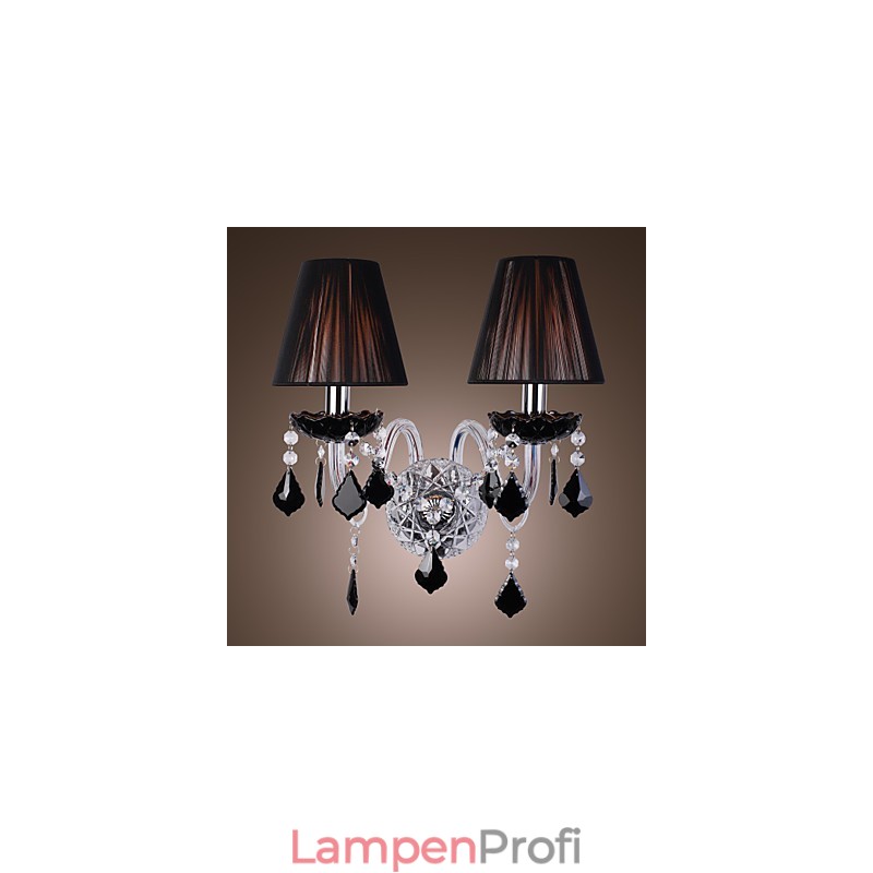 Crystal Wall Light with 2 Lights in Fabric Shade