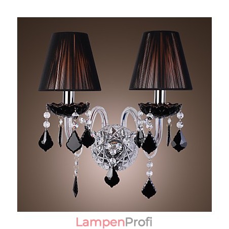 Crystal Wall Light with 2 Lights in Fabric Shade Crystal Wall Light with 2 Lights in Fabric Shade