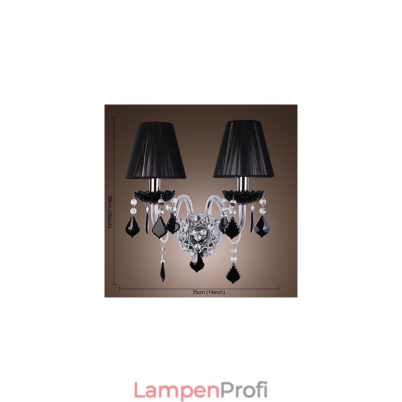 Crystal Wall Light with 2 Lights in Fabric Shade