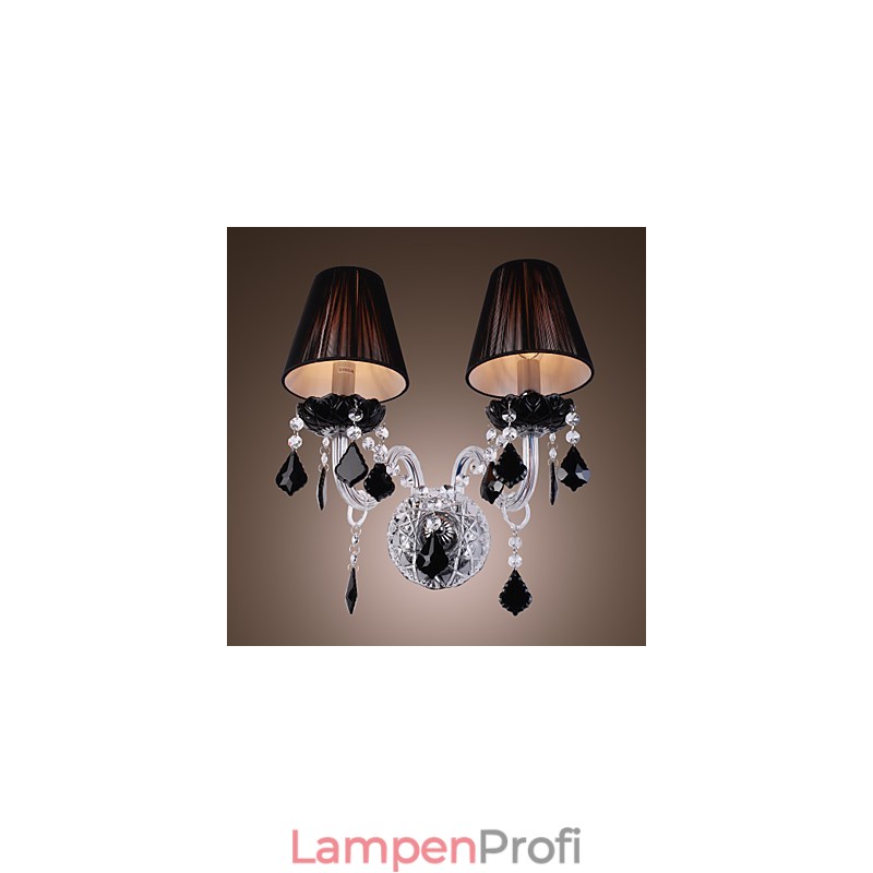 Crystal Wall Light with 2 Lights in Fabric Shade