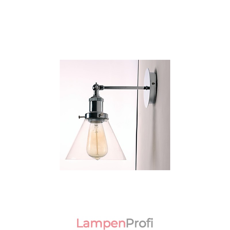 Art Deco Wandleuchte mit Glaskegelschirm nach unten