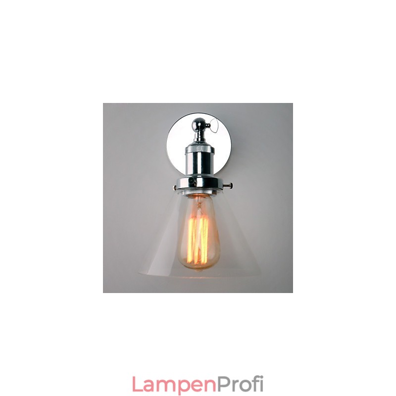 Art Deco Wandleuchte mit Glaskegelschirm nach unten