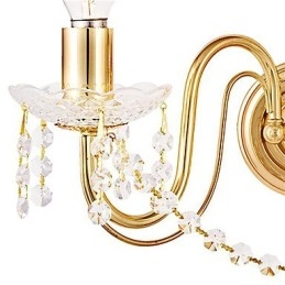 Goldene Kristall-Wandleuchte mit 2 Lichtern