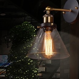 Retro-Wandleuchte mit floralem Glasschirm und Metallhalterung