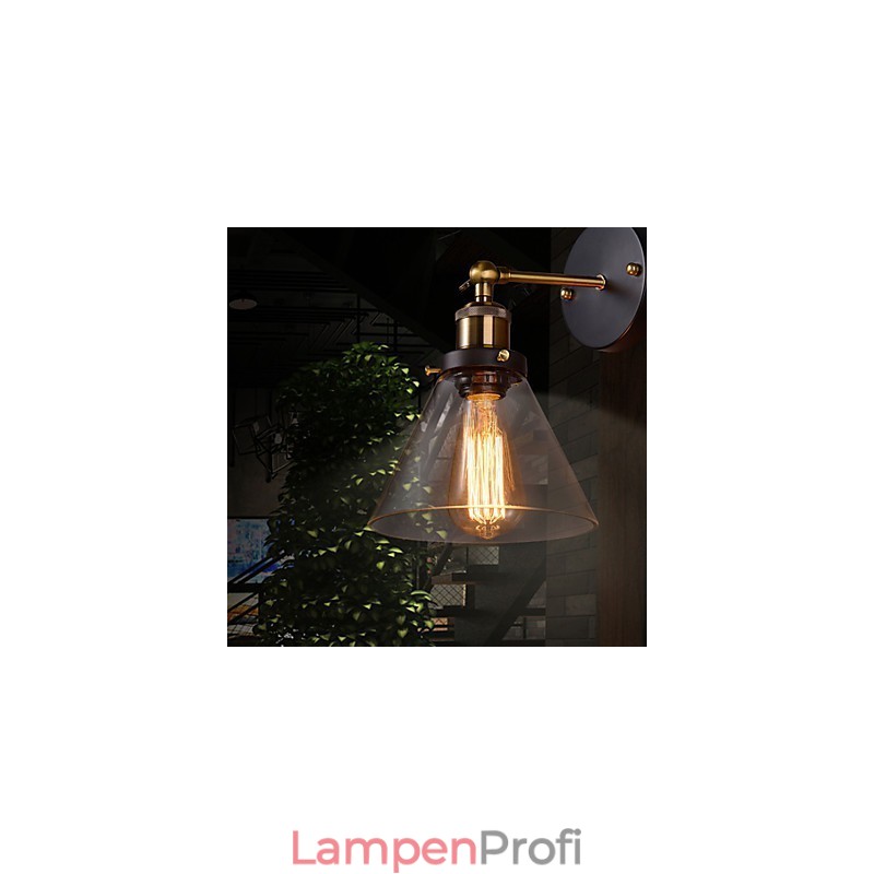 Retro-Wandleuchte mit floralem Glasschirm und Metallhalterung