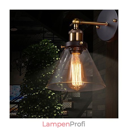 Retro-Wandleuchte mit floralem Glasschirm und Metallhalterung