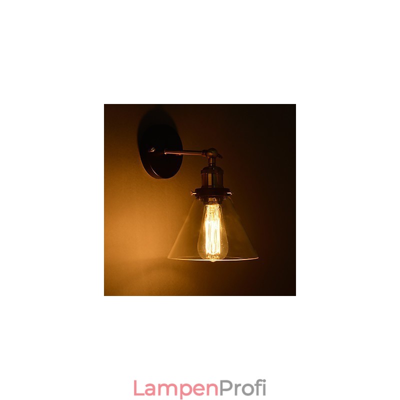 Retro-Wandleuchte mit floralem Glasschirm und Metallhalterung