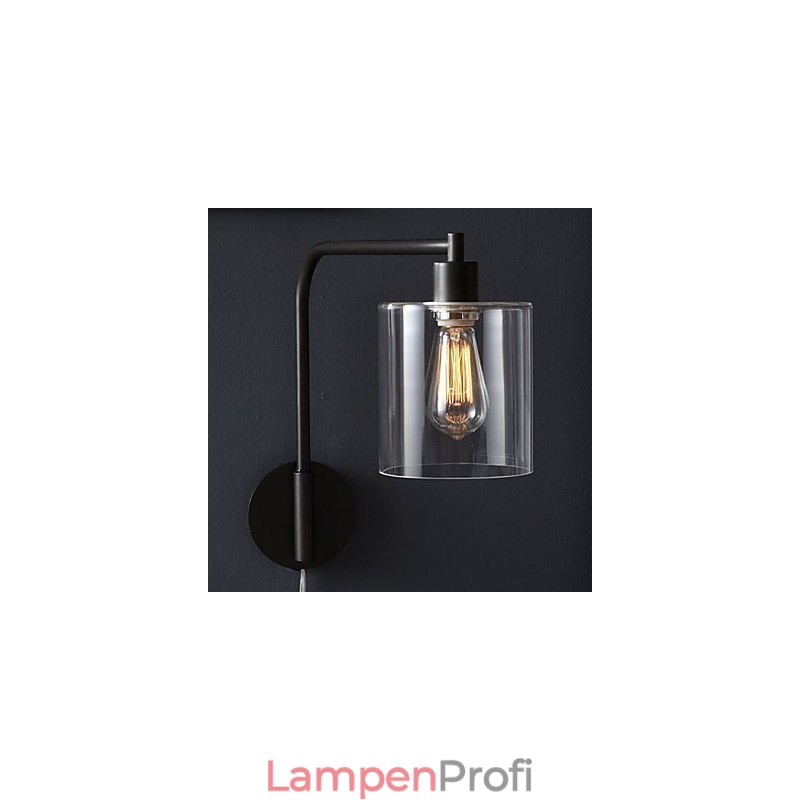 Moderne Wandleuchte mit trommelförmigem Glasschirm