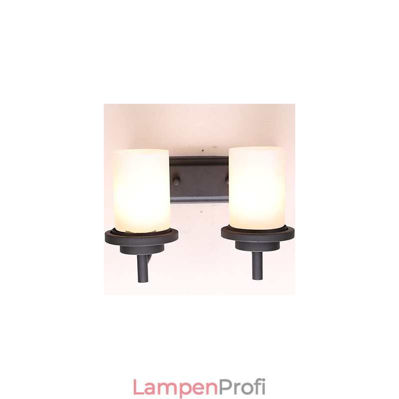 2 * Retro-Wandleuchte im klassischen Stil aus Eisen in Lackierung mit Milchglas