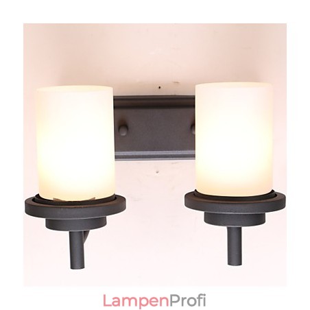 2 * Retro-Wandleuchte im klassischen Stil aus Eisen in Lackierung mit Milchglas 2 * Retro-Wandleuchte im klassischen Stil aus Eisen in Lackierung mit Milchglas