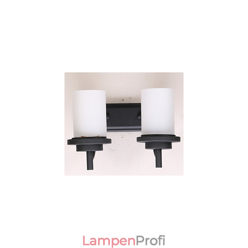 2 * Retro-Wandleuchte im klassischen Stil aus Eisen in Lackierung mit Milchglas