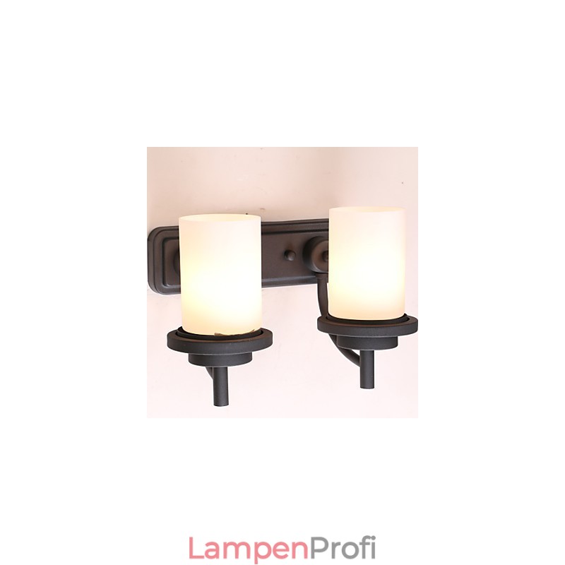 2 * Retro-Wandleuchte im klassischen Stil aus Eisen in Lackierung mit Milchglas