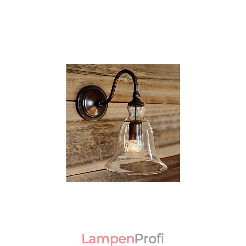 Von der Natur inspirierte Wandleuchte aus Eisen mit transparentem Glasschirm