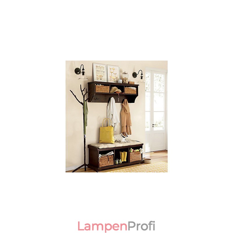 Von der Natur inspirierte Wandleuchte aus Eisen mit transparentem Glasschirm