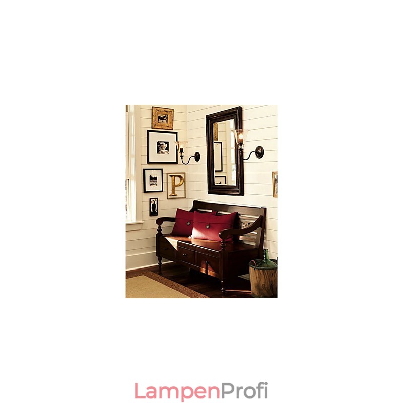 Von der Natur inspirierte Wandleuchte aus Eisen mit transparentem Glasschirm