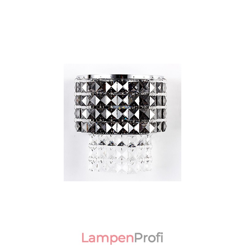 Moderne Wandleuchte mit Stoffschirm, Metallplatte, Kristalldekor-Stil
