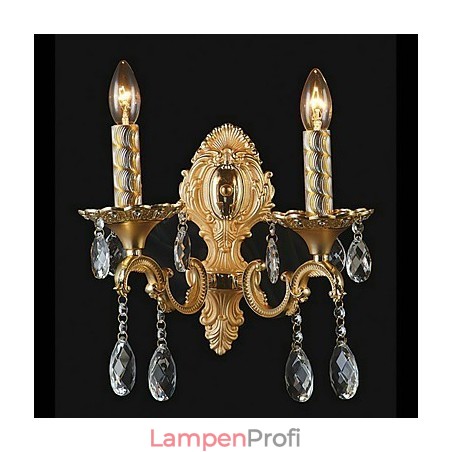Goldene Kristall-Wandleuchte mit 2 Lichtern Goldene Kristall-Wandleuchte mit 2 Lichtern