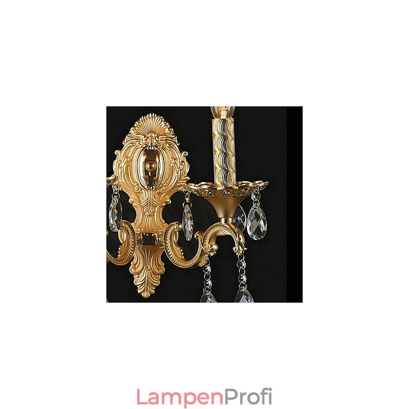 Goldene Kristall-Wandleuchte mit 2 Lichtern
