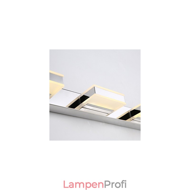 Quadratische Spiegellampe aus Edelstahl und Acryl