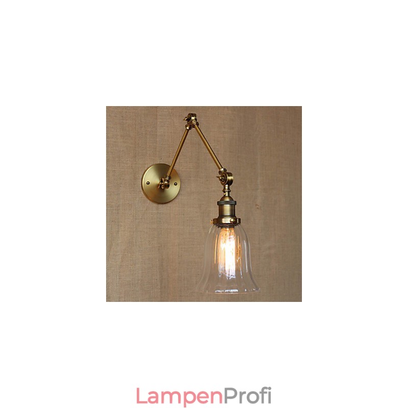 American Country Milan Nordic Bronze Überzug Glas Doppelarm Langer Arm der Balkonwanddekoration