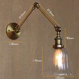 American Country Milan Nordic Bronze Überzug Glas Doppelarm Langer Arm der Balkonwanddekoration