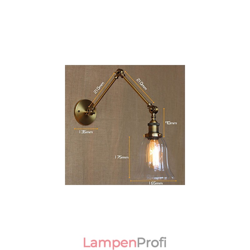 American Country Milan Nordic Bronze Überzug Glas Doppelarm Langer Arm der Balkonwanddekoration