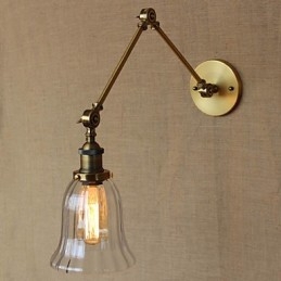 American Country Milan Nordic Bronze Überzug Glas Doppelarm Langer Arm der Balkonwanddekoration