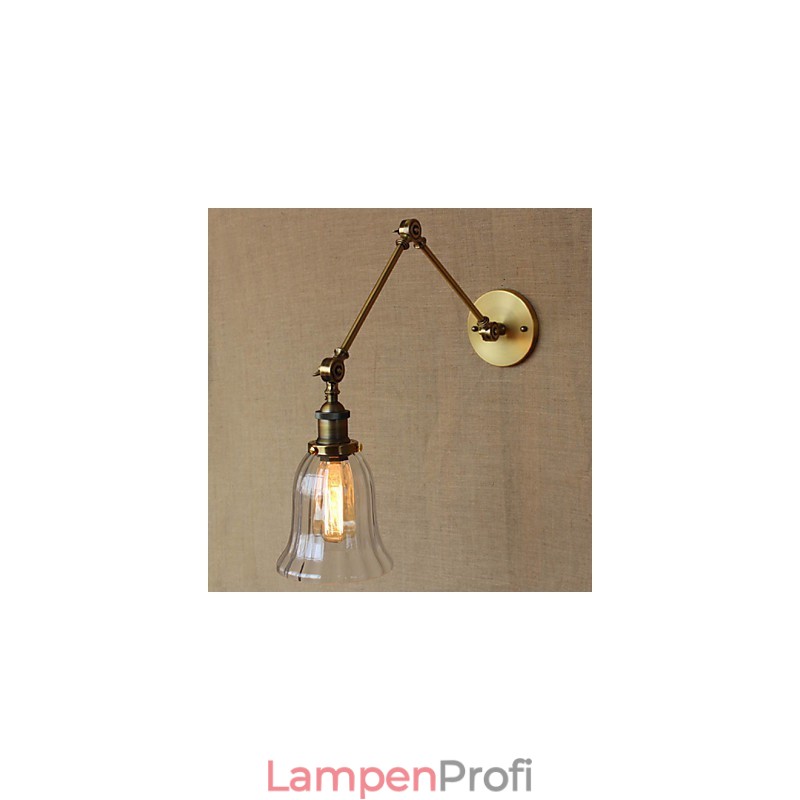 American Country Milan Nordic Bronze Überzug Glas Doppelarm Langer Arm der Balkonwanddekoration