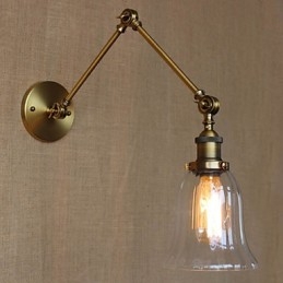 American Country Milan Nordic Bronze Überzug Glas Doppelarm Langer Arm der Balkonwanddekoration