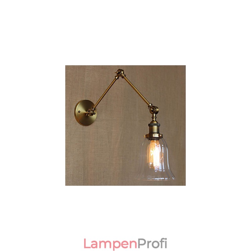 American Country Milan Nordic Bronze Überzug Glas Doppelarm Langer Arm der Balkonwanddekoration