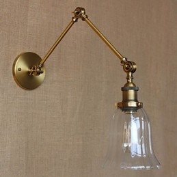 American Country Milan Nordic Bronze Überzug Glas Doppelarm Langer Arm der Balkonwanddekoration
