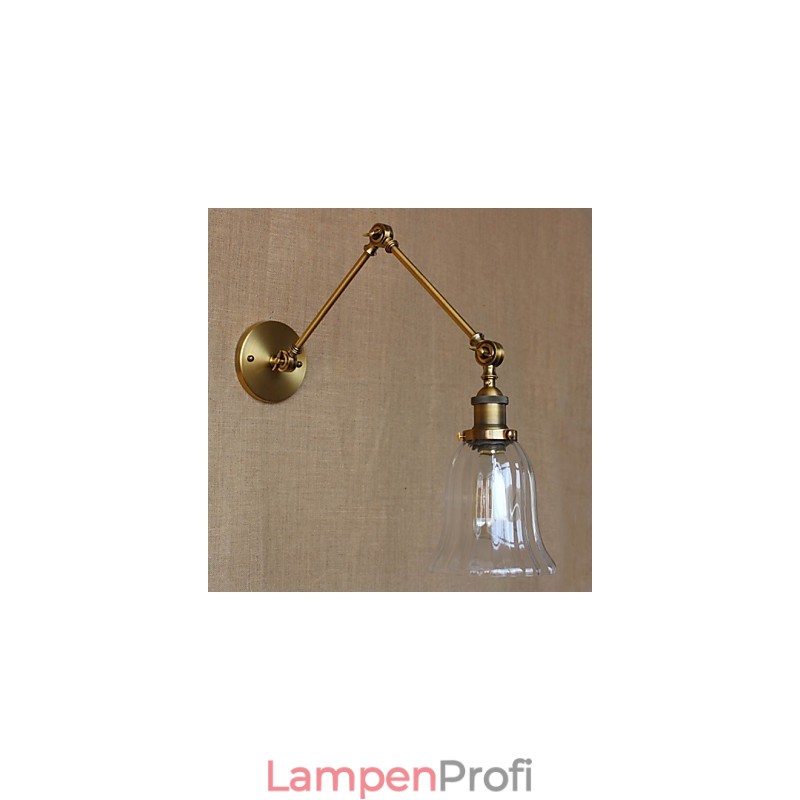 American Country Milan Nordic Bronze Überzug Glas Doppelarm Langer Arm der Balkonwanddekoration