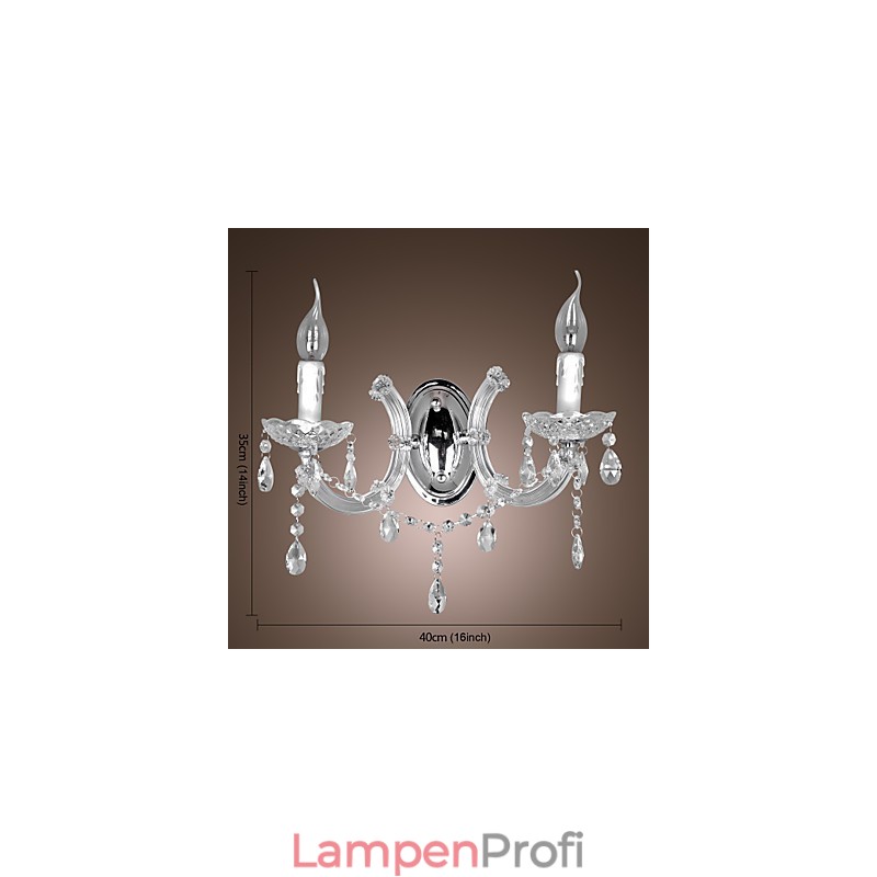 Elegante Kristall-Wandleuchte mit 2 Lichtern